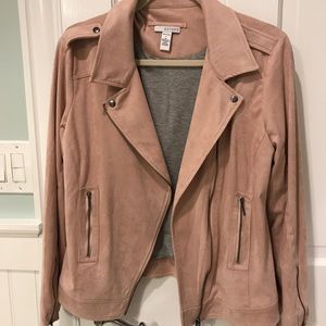 Astars Vegan Suede Moto Jacket in Blush.